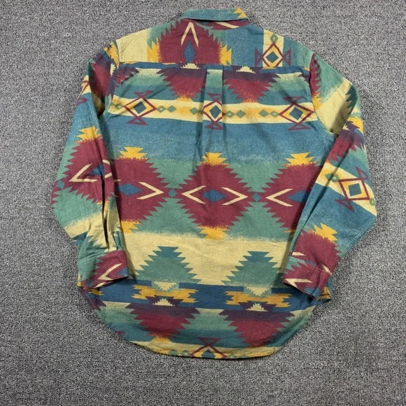 Vintage Lawton Harbor Aztec Southwestern Flannel Shirt Men's L Western Boho - Picture 3 of 7